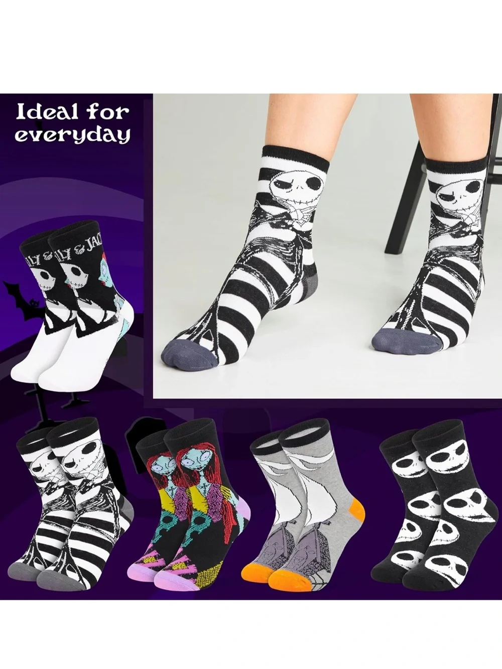 Disney Socks 5 Pack, US Size 4‑9, Soft and Breathable Novelty Socks Gifts f